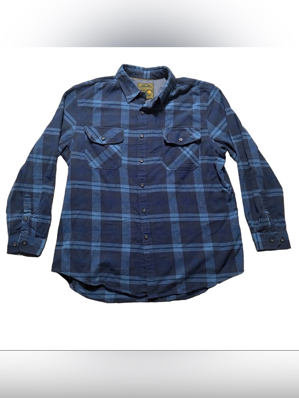 Anchorage Expedition Men’s XL Blue Plaid Flannel Button Down Shirt Cotton